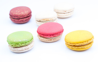colorful macaroon on white background