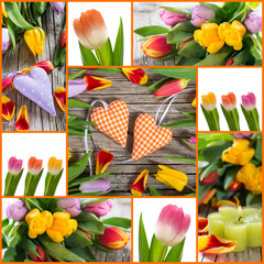 Tulpen und Herzen - Collage