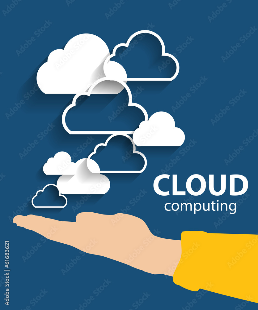 Aufkleber cloud computing concept on different electronic devices. vector