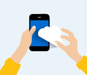 Cloud Computing Concept on Different Electronic Devices. Vector