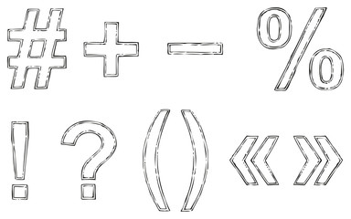 Fototapeta premium Vector font with freehand contour and shaded red paint