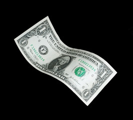 Billete de un dólar en fondo negro.