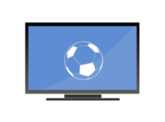Ballon de foot dans un écran de télévision