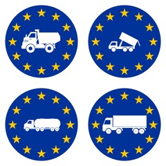 Camion dans 4 drapeaux europ&eacute;ens