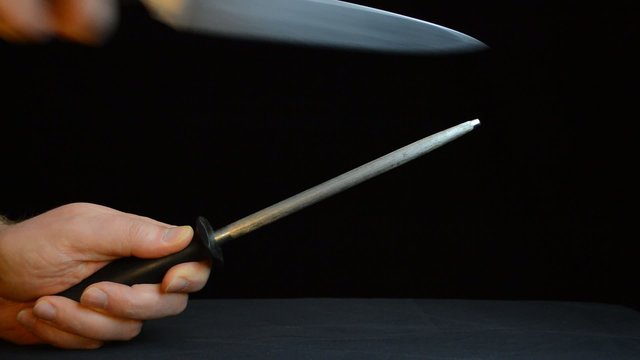 knife sharpening warm light