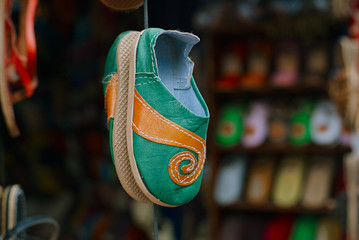 moroccan souk crafts souvenirs in medina, Essaouira, Morocco