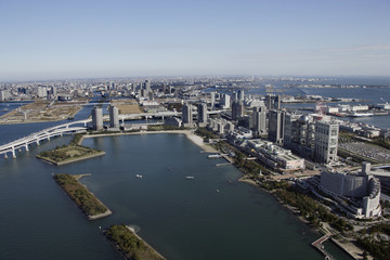 Aerial view of Odaiba areas