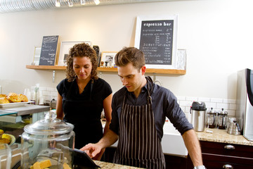 Clerk being taught computer access