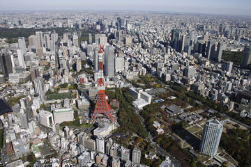 Aerial view of Tokyo Tower areas