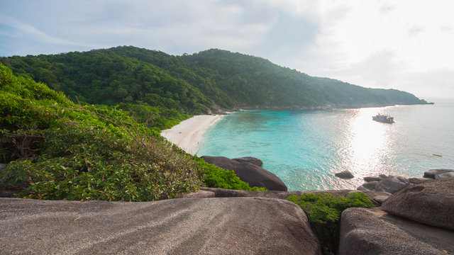 Hin Rua Bai, sailboat rock the symbol of Similan island in Thail