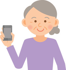 女性　シニア　モバイル