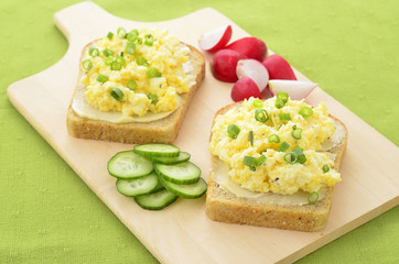 Open face egg salad sandwich