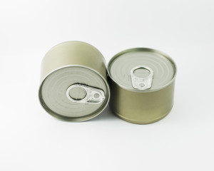 Canned fish isolated on white background