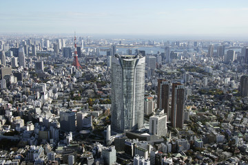 Fototapeta na wymiar Aerial view of Roppongi areas