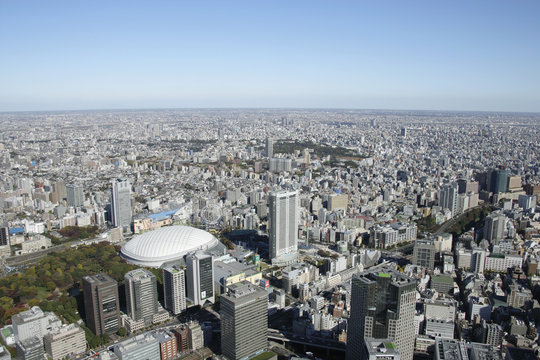 Aerial View Of Tokyo Dome City Areas