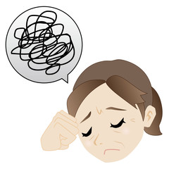 悩む中年の女性