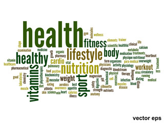 Vector conceptual health word cloud