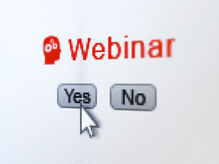 Education concept: Head With Gears icon and Webinar on digital