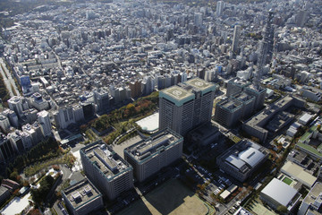 Fototapeta na wymiar Widok z lotu ptaka obszary Ichigaya