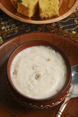 Shrikhand  is an Indian sweet dish made of strained yogurt