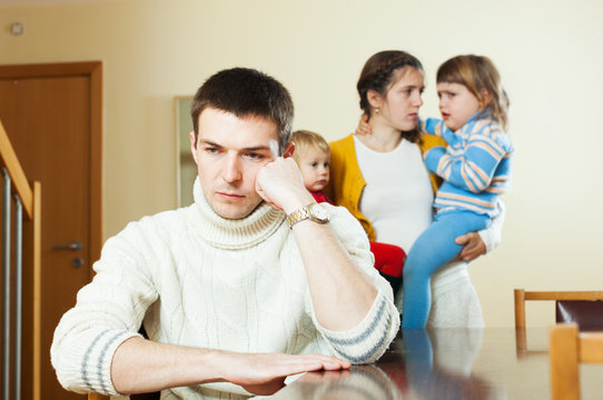 Couple with two children in quarrel