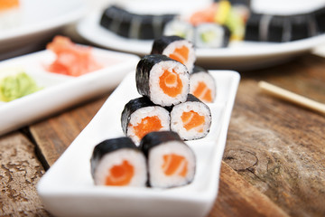 Gourmet japanese lunch on a plate