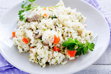 Arborio rice with cheese and vegetables