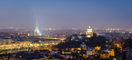Turin (Torino), night panorama