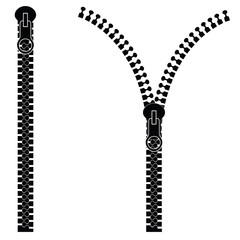 Zipper isolated on white background, vector