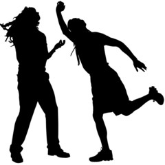 Vector silhouettes of dancing people.