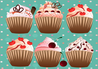 cupcakes on the grren   background