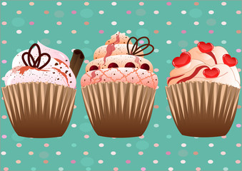 cupcakes on the green background