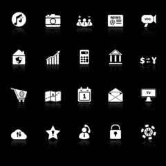 Smart phone icons with reflect on black background