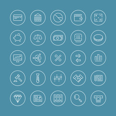 Finance and business flat line icons