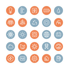 Power and energy flat icons set