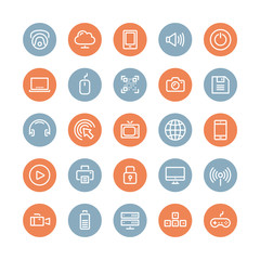 Multimedia and technology flat icons set