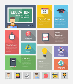 Education flat web elements with icons