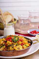 Vegan curry with tofu and vegetables