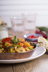 Vegan curry with tofu and vegetables