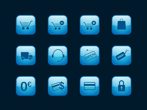 E-COMMERCE Buttons (customer service sales shopping cart basket)