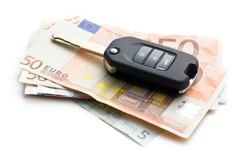 car key on euro currency