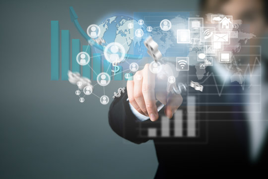 Business concept with virtual scheme