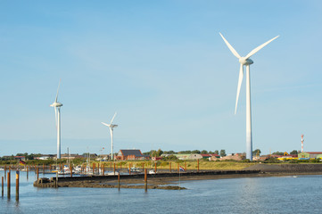 Windmills and harbor Borkum