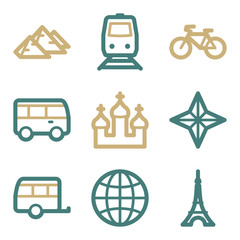 Travel web icons, two color series