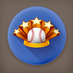 Baseball Emblem, long shadow vector icon