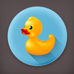 Rubber duck, long shadow vector icon