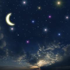 Naklejka na ściany i meble Piękne nocne niebo z wielu gwiazd