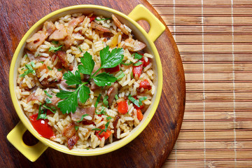 Fried rice with pork and paprika