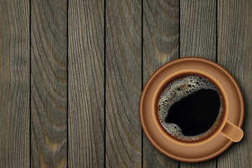 Cup of coffee on wooden background
