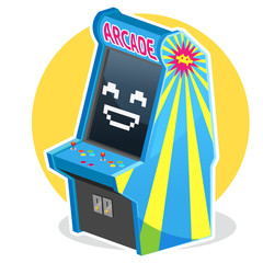 Blue Vintage Arcade Machine Game